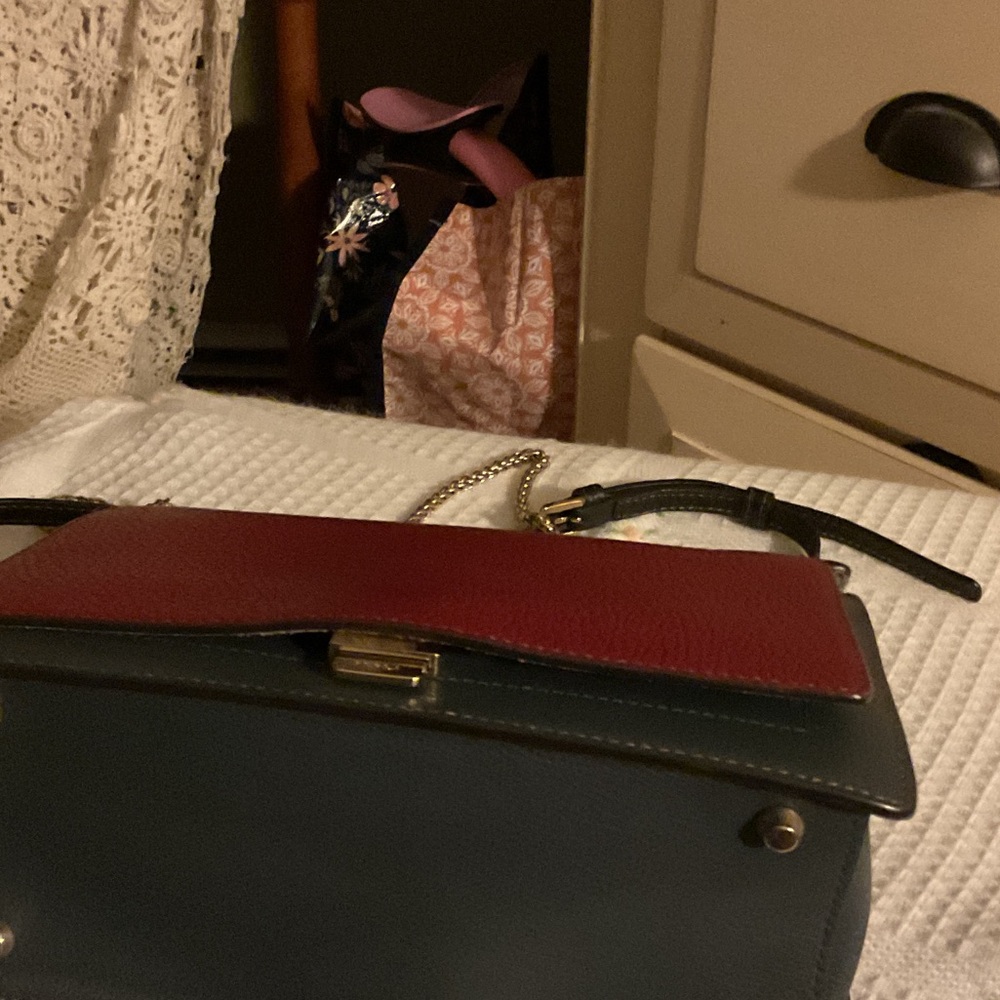 Furla Two-Tone Blue and Red Shoulder Bag - Picture 3 of 6